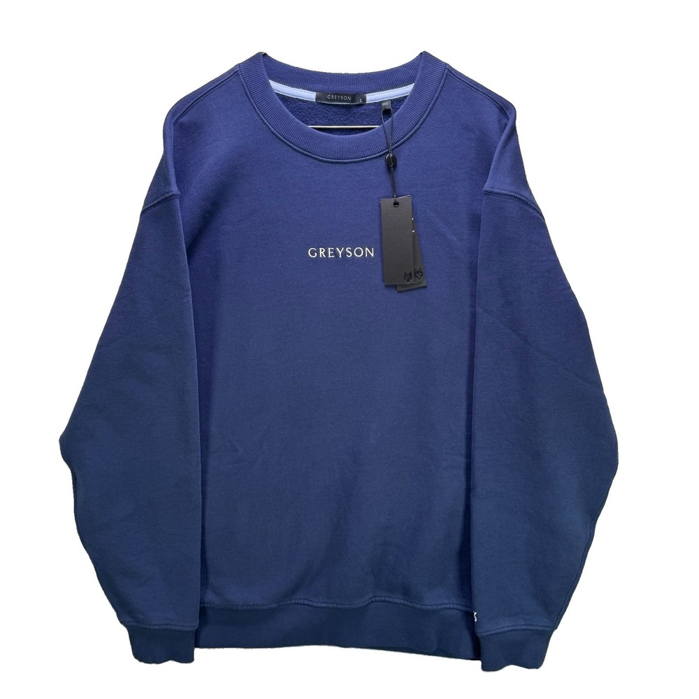 Greyson Crewneck Sweatshirt Mens Large Blue Golf Pullover Fleece Embroidered NWT